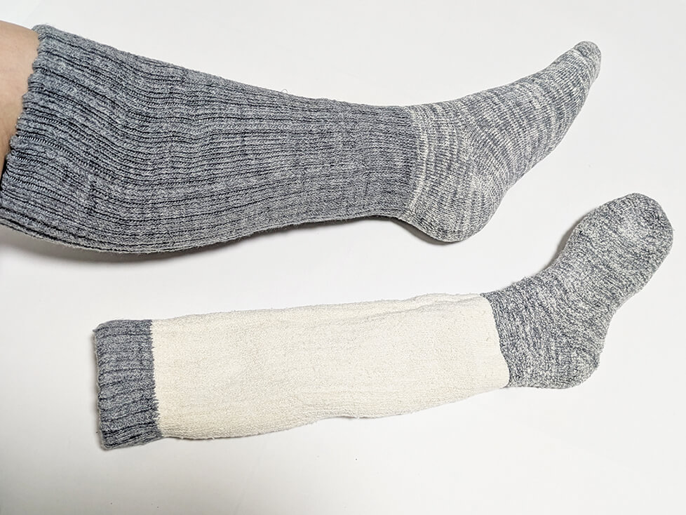 ヒオリエ 内絹 あったか2重編み靴下